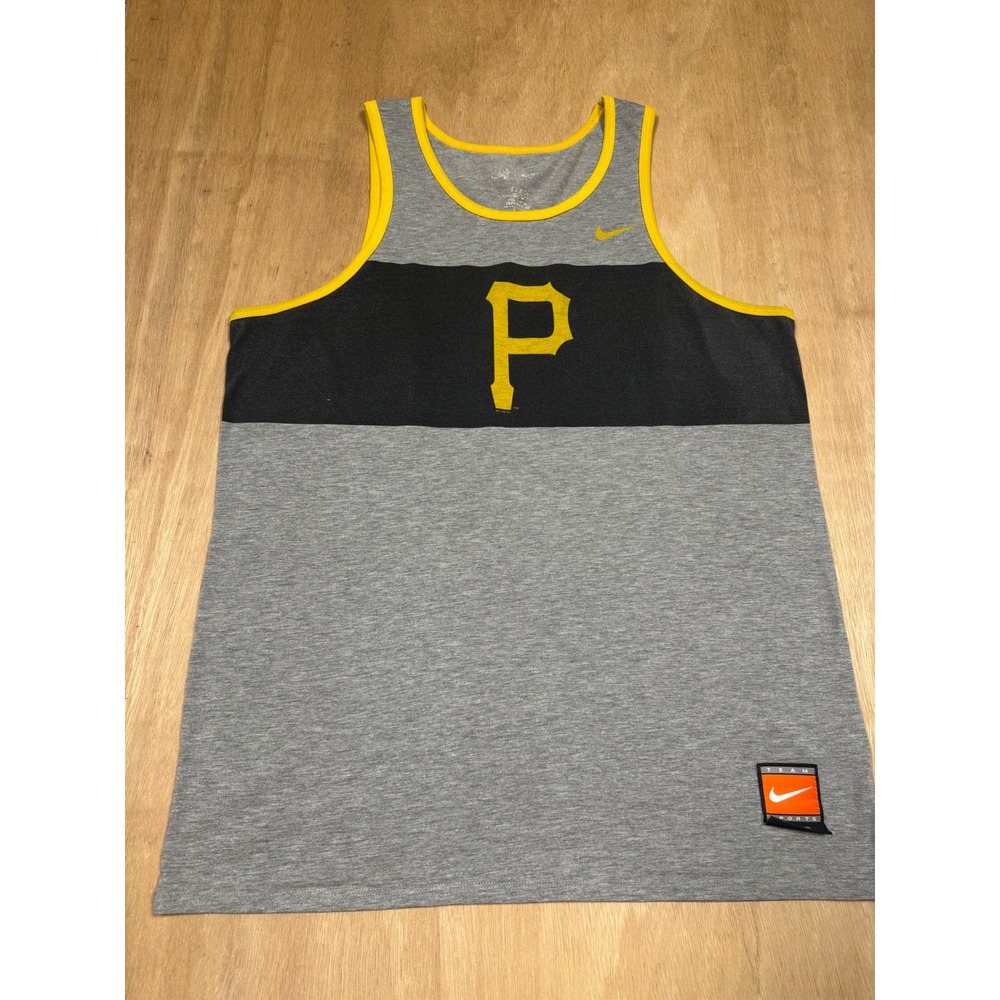 Nike Pittsburgh Pirates MLB Baseball Tank Top Grey Yellow P Logo Men's Size L